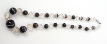 Vintage bullseye Scottish banded agate and crystal necklace, 290mm (fastened)