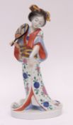 Herend model of a Japanese Geisha girl, factory mark and model 5660 to base, 36cms high