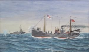 TOM SWAN (19TH/20TH CENTURY) "HMS Adele Minesweeper" gouache, signed lower right 42 x 72cms