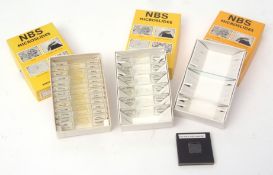 Three various boxes of NBS micro-slides including stained pollen and test diatoms (3)