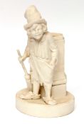 Rare late 19th century W H Goss Parian figure of the Crossing Sweeper modelled as a Victorian urchin