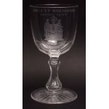 19th century goblet of Masonic interest, the bowl etched and inscribed "Ancient Shepherds, Ashton