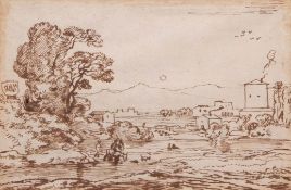 ATTRIBUTED TO GIOVANNI BATISTA BUCIRI (1698-1757) Italian landscape black chalk, pen and brown ink