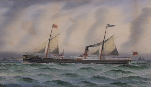 E H KITTOE (19TH CENTURY) Ship portrait - Cambria watercolour, signed and dated July 1880 lower