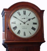 Mid-19th century mahogany cased Irish 8-day longcase clock, F Martin - Dublin, the arched hood to
