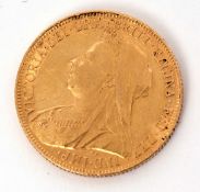 UK: Victorian 1898 sovereign (Old head)