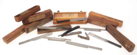 Mixed Lot: seven various microtome knives in original boxes together with a single straight razor