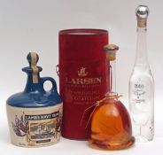 Larsen Viking Bell Collection, 500ml 40% vol in tube, Millennio 2000 Acquavit 35cl, and Lamb's