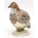 Unusual, probably French, glass casket in the form of a game bird, the cover painted with its head