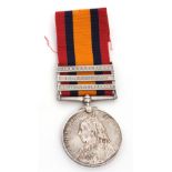 UK: Queen's South Africa medal (2nd type with ghost dates) with clasps for Relief of Kimberley,