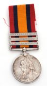 UK: Queen's South Africa medal (2nd type with ghost dates) with clasps for Relief of Kimberley,