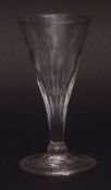 Small conical half fluted wine glass, spreading circular foot, 11 1/2cms high