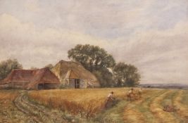 ARTHUR JAMES STARK (1831-1902, BRITISH) Harvest scene watercolour 32 x 48cms,Provenance: Mangate