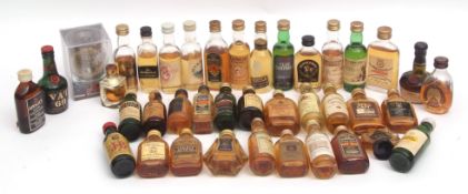 Box containing approximately 50/60 blended whisky miniatures (levels vary throughout, some poor)