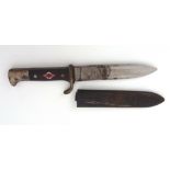 Mid-20th century German Hitler Youth knife with formerly chrome finished handle with composite grips