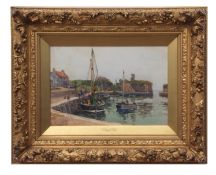 J RAMSAY LANG (19TH/20TH CENTURY) "Dunbar Harbour" watercolour, signed and dated 1904 lower left