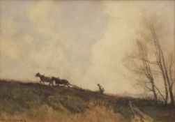 WILLIAM TATTON WINTER, RBA (1855-1928) "Ploughing" watercolour, signed and dated 1913 lower left