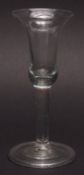 18th century wine glass, plain air drop stem and spreading circular folded foot, 15 1/2cms high