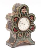 Royal Bonn clock, the case highly decorated with flowers in an Art Nouveau style, the clock shaped