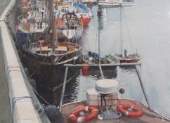 AR NORMAN SAYLE (1926-2007) Harbour scene, Isle of Man watercolour, signed and dated 1999 lower left