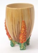 Large Clarice Cliff streaked vase in the "My Garden" pattern, 21cms high