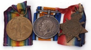 UK: WWI group of three comprising 14-15 Star, British War Medal, Victory Medal to 3-7762 Pte B J