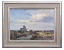 COLIN W BURNS (born 1944) "St Benets Marshes" oil on canvas, signed lower left 37 x 52cms