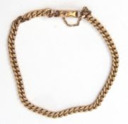 Late 20th century 9ct gold bracelet, filed curb link design, safety chain fitting, 8.7gms