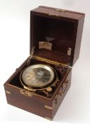 Mid-20th century brass bound and mahogany cased 2 1/2 day marine chronometer, T L Ainsley "Maker