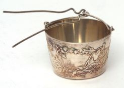 First half of 19th century French tea strainer modelled in the form of a pail with cast decoration