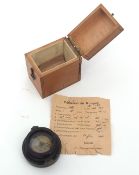 Mid-20th century German Naval submarine compass, the black finished circular case with screw in