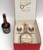 Otard VSOP Cognac, 68% Proof, in box with two small brandy balloons, together with small bottle of