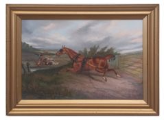 JAMES CLARK (1812-1884) "Runaway Horse" oil on canvas, signed lower right 40 x 60cms