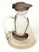 Edward VII silver lidded and clear glass conical shaped whisky measure, the flared body to a star