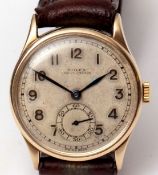 Second quarter of 20th century 9ct gold wrist watch, Rolex "Chronometre", the 18-jewel movement