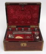 Early 19th century silver rimmed rosewood and brass bound fitted dressing chest of rectangular