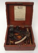 Early 20th century mahogany cased marine sextant, J Coombes - Opticians & Instrument maker,