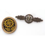 Mixed Lot: mid-20th century German Luftwaffe Bomber clasp, the bronze finished frame formed as a