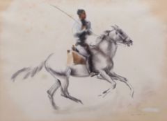 AR JOHN RATTENBURY SKEAPING (1901-1980) Figure on horseback watercolour, signed and dated 70 lower