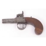 Early to mid-19th century box lock percussion pistol, Holland - Burford, the plain 1 1/2 ins screw