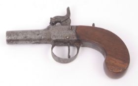 Early to mid-19th century box lock percussion pistol, Holland - Burford, the plain 1 1/2 ins screw