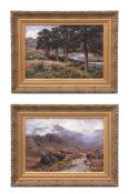 WALTER BOODLE (1862-1914) River landscape and moorland scene pair of oils on canvas, both signed