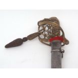 Victorian brass hilt model 1825 pattern dress sword, with pipe backed blade, etched for The Royal