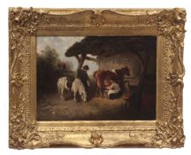 EDWARD ROBERT SMYTHE (1810-1899) Milking time oil on canvas, signed lower left 24 x 34cms,