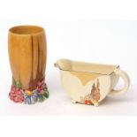 My Garden streaked vase together with a further angular gravy boat with geometric design, vase 16cms