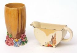 My Garden streaked vase together with a further angular gravy boat with geometric design, vase 16cms