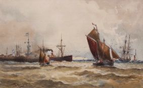 THOMAS BUSH HARDY, RBA (1842-1897) "Leaving port" watercolour, signed, dated 1894 and inscribed with