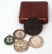 Mixed Lot: 1926 General Service for Service in National Emergency bronze medal, 50mm, cased plus
