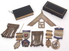 Mixed Lot: small quantity of Masonic items including two gilt metal Royal Arch Chapter jewels,