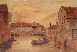 WILLIAM EDWARD COOKE (act 1872-1898) "On the Wensum, Norwich" oil on board, monogrammed and dated